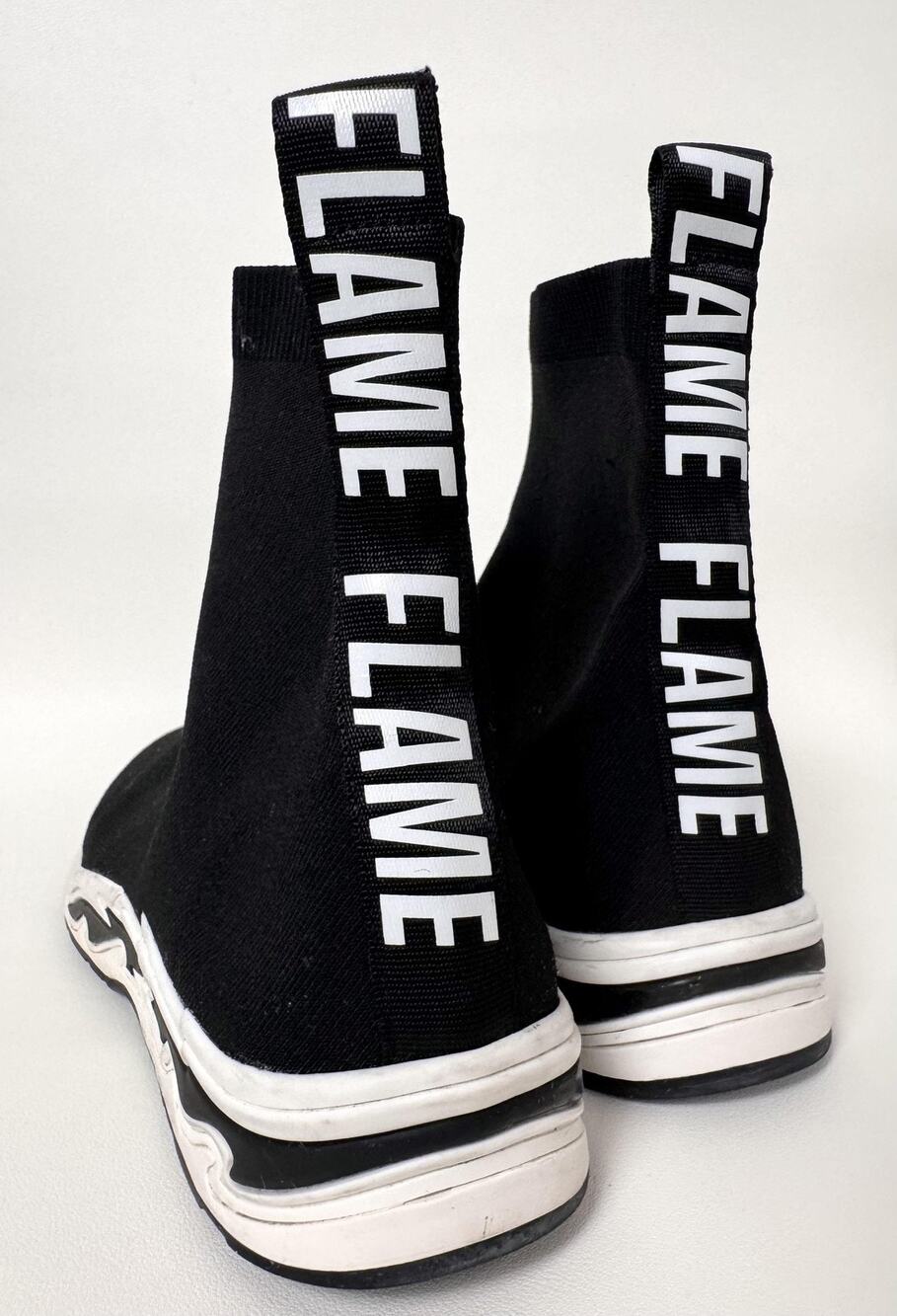 Sandro Flame Shoes Womens Size 38 Black Knit High Top Sneakers Athletic